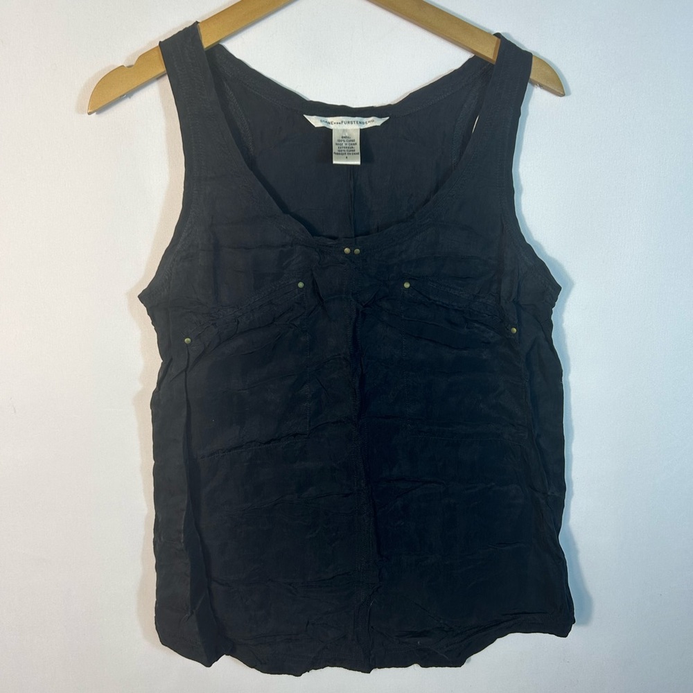 Diane Von Furstenberg Black Tank Top Sleeveless Scoop Neck